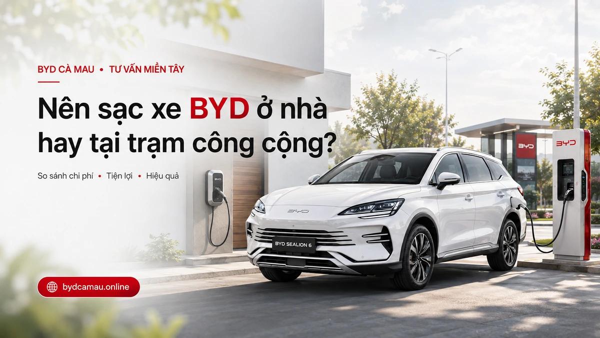 So sánh sạc xe BYD tại nhà và trạm công cộng