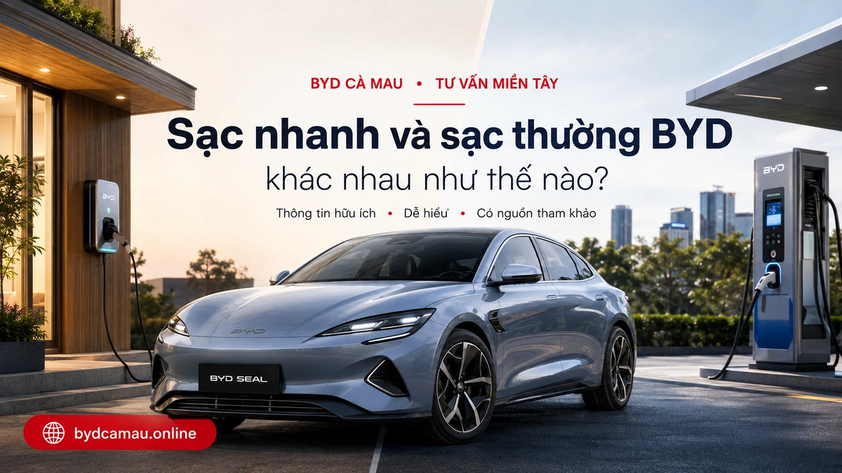 So sánh sạc nhanh và sạc thường cho xe BYD