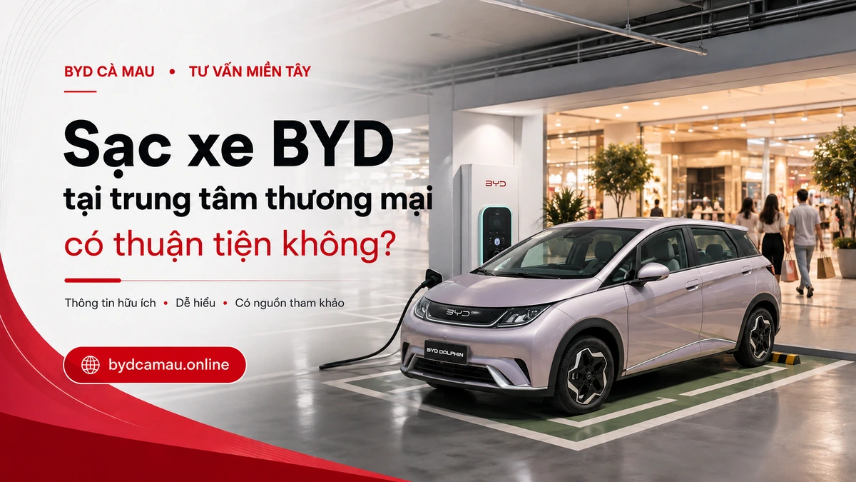 BYD Dolphin sạc tại bãi đỗ trung tâm thương mại
